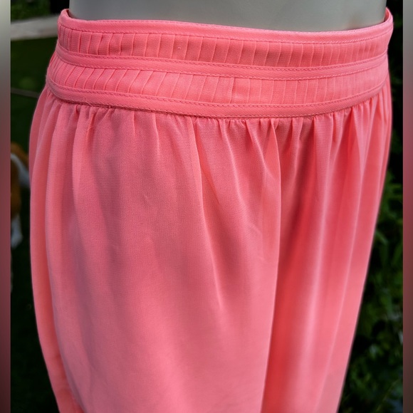 WOMENS SMALL UNDER SKIES ORANGE CORAL SHEER DOUBLE HIGH SIDE SLIT SIDE ZIP SKIRT - Picture 5 of 8